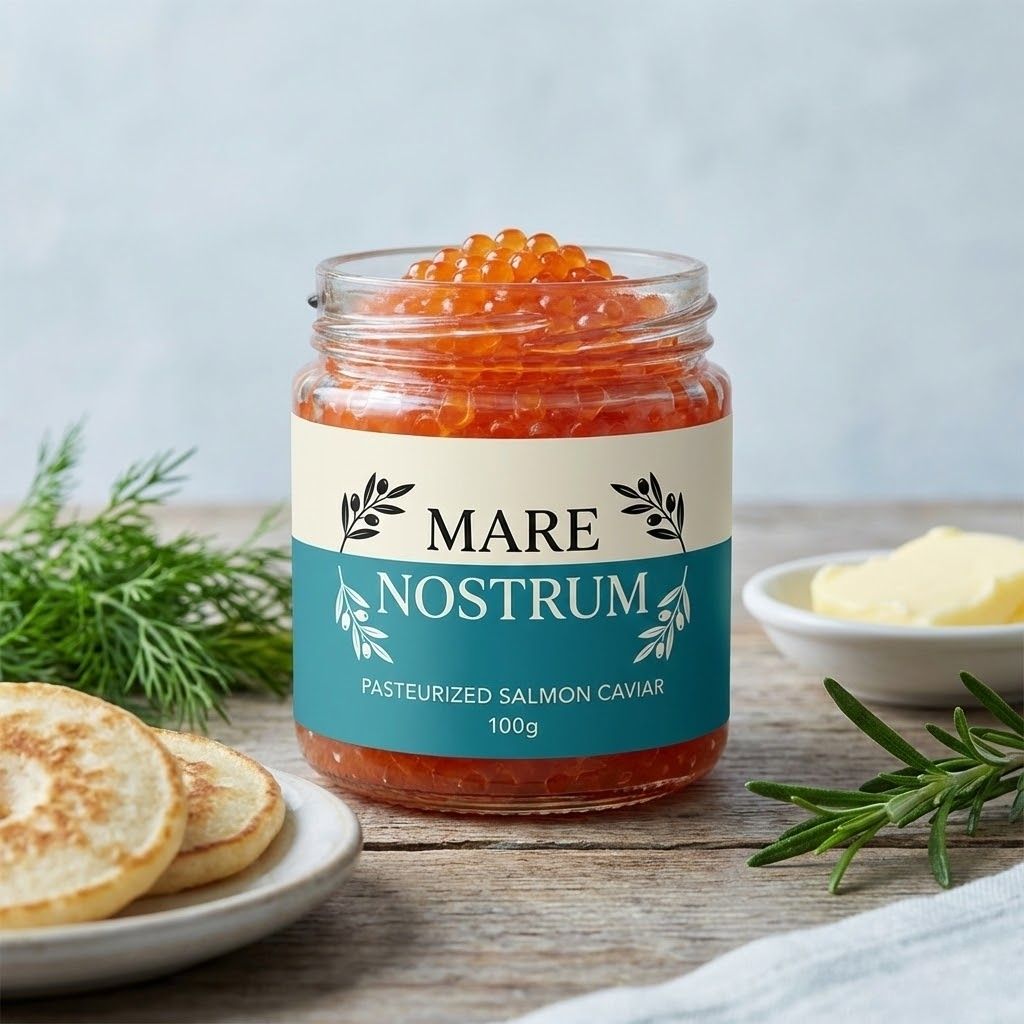 Salmon caviar — Mare Nostrum retail glass jar