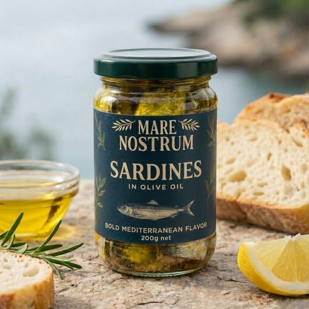 Sardines in olive oil — Mare Nostrum retail glass jar